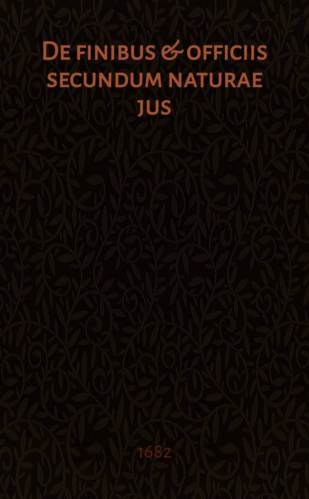 ... De finibus & officiis secundum naturae jus : Unde casus conscientiae, quatenus notiones ànatura suppetunt, dijudicari poterunt : Jureconsultorum, item veterum aliorumque doctorum, tam ex paganorum quam ex christianorum scholis consensus ostenditur : Principia iter, & rationes novatorum omnium in philosophia ad ethicam & pooliticam spectantes, quatenus huic hypotesi contradicere videantur, in examen venuit : In usum theologia, & LL. & vita honestati studentium