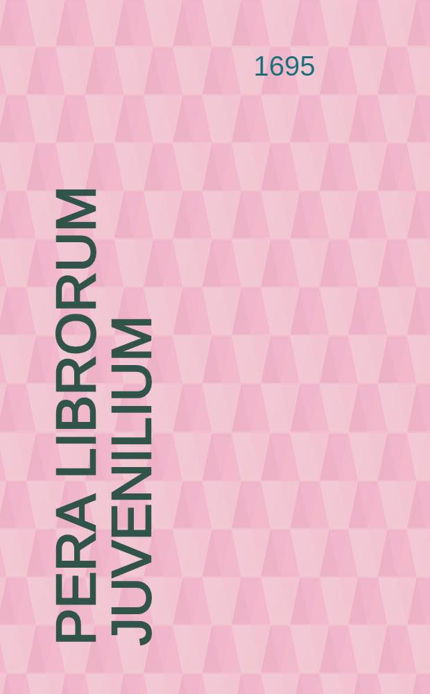 Pera librorum juvenilium: qua, ingenuos, viamque ad eruditionem et bonam mentem affectantes adolescentes donat Joh. Christophorus Wagenseilius. Loculamentum 4 : Insunt: Logicae, & philosophiae practicae ac theoreticae rudimenta, scilicet: Synopsis logicae; Methodus disputandi; Synopsis ethicae; Synopsis oeconomicae; Synopsis politicae; Synopsis physicae; Synopsis artis valetudinis; Synopsis metaphysicae