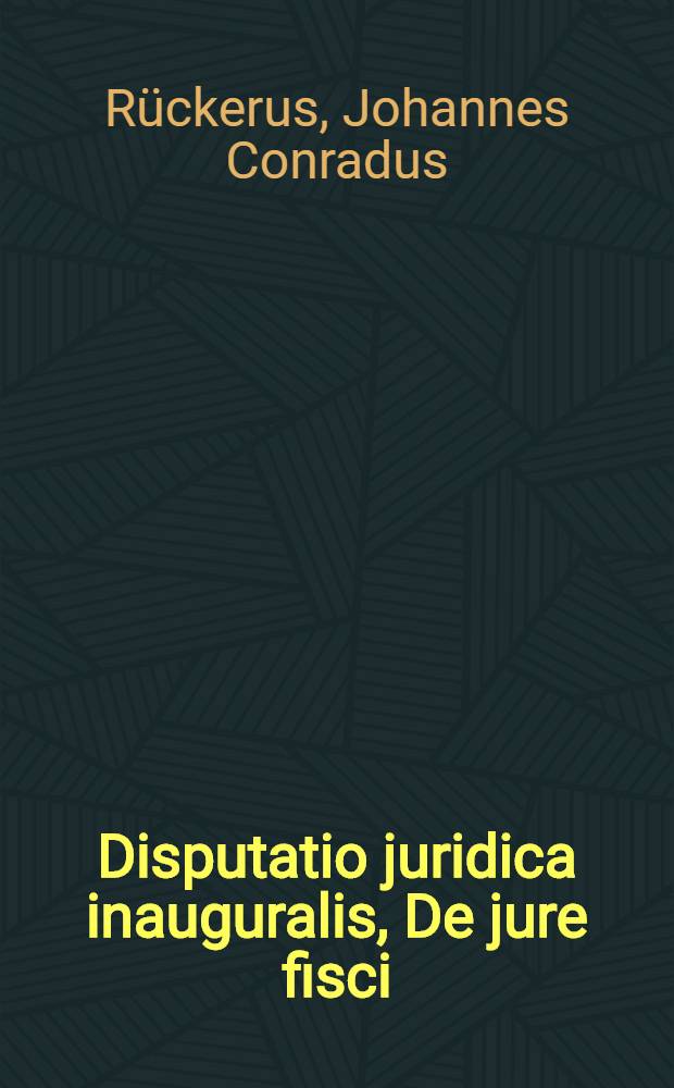 Disputatio juridica inauguralis, De jure fisci
