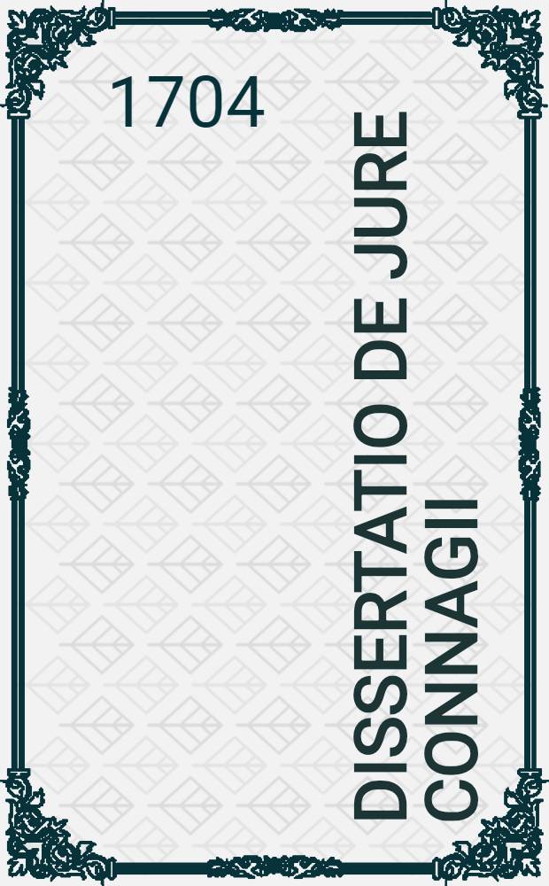 Dissertatio De jure connagii