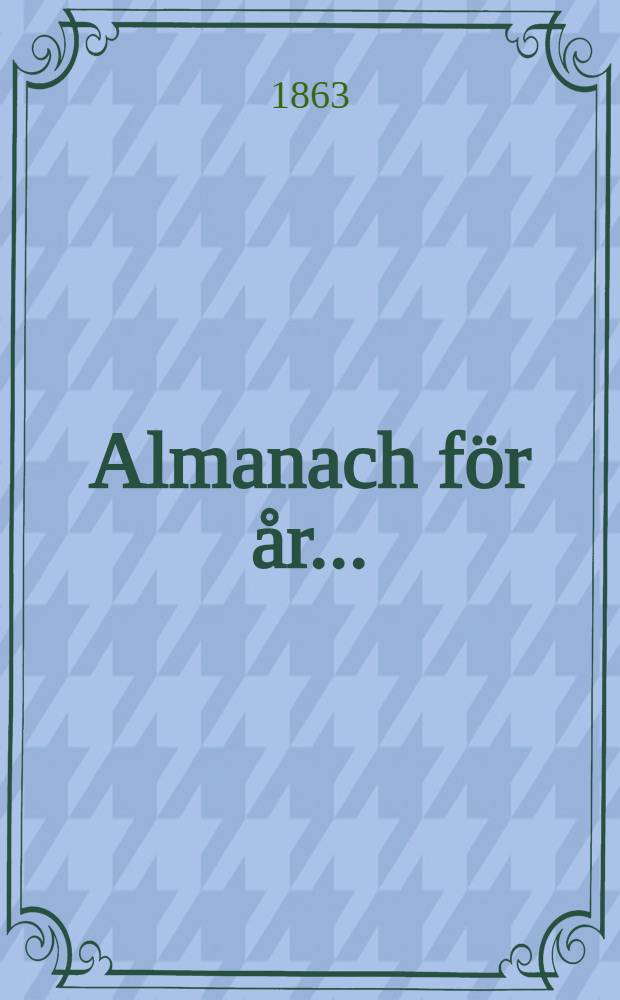 Almanach för år ..