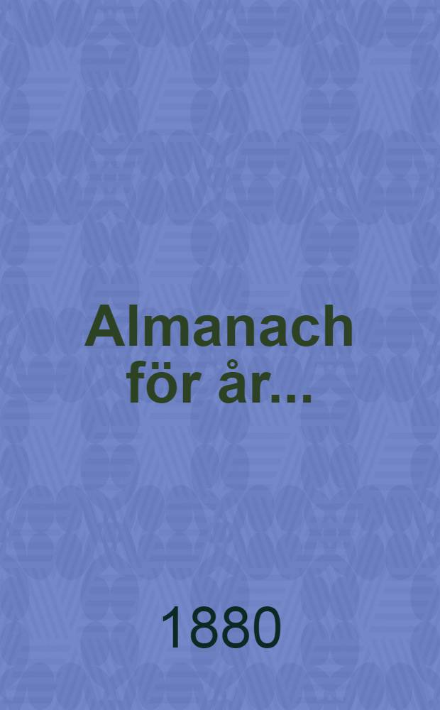 Almanach för år ..