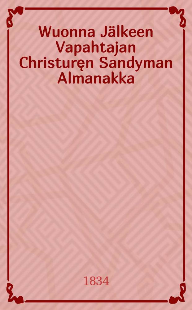 Wuonna Jälkeen Vapahtajan Christuręn Sandyman Almanakka