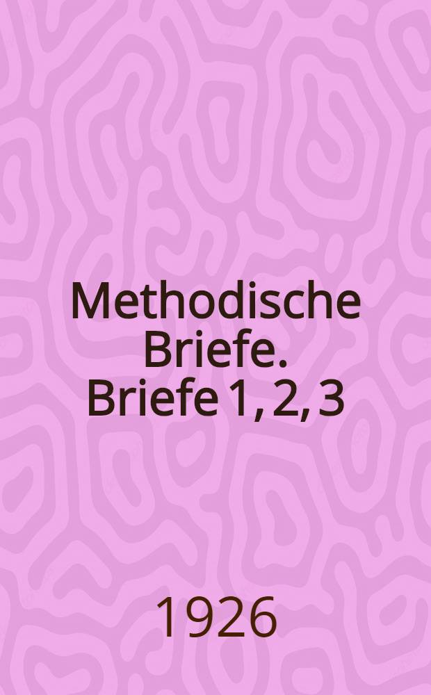 Methodische Briefe. Briefe 1, 2, 3