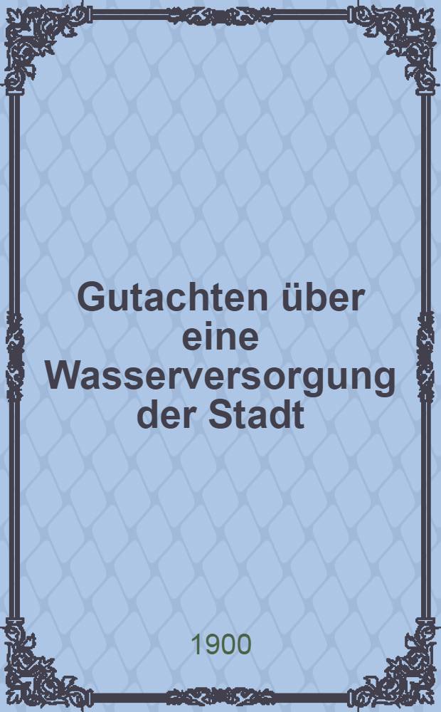 Gutachten über eine Wasserversorgung der Stadt