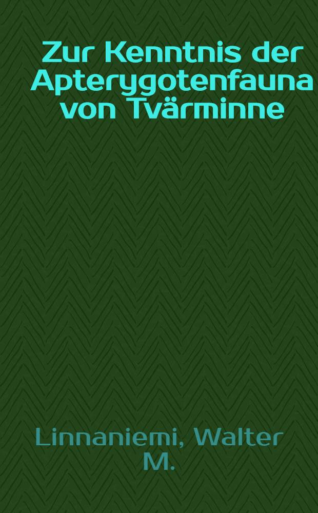 Zur Kenntnis der Apterygotenfauna von Tvärminne