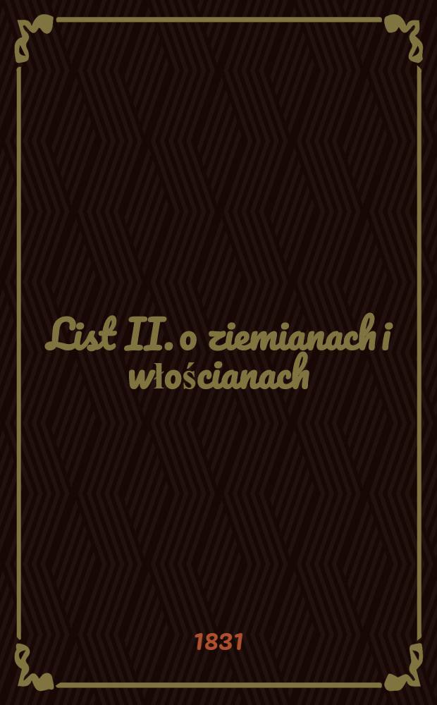 List II. o ziemianach i włościanach (en Pologne)