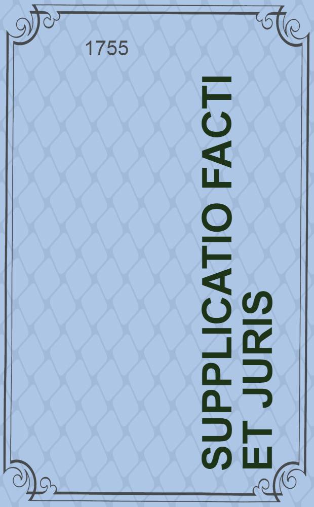 Supplicatio facti et juris : Sacra Congregatione de Propaganda Fide coram Benedicto Papa XIV. Kyovien. jurisdictionis : Pro Floriano Hrebnicki Archiepiscopo Polocen., totiusque Russiae Metropolita : Cum Proto-Archimandrita Ordinis S. Basilii M. Ruthenorum : Replicatio facti, et juris cum summario addit