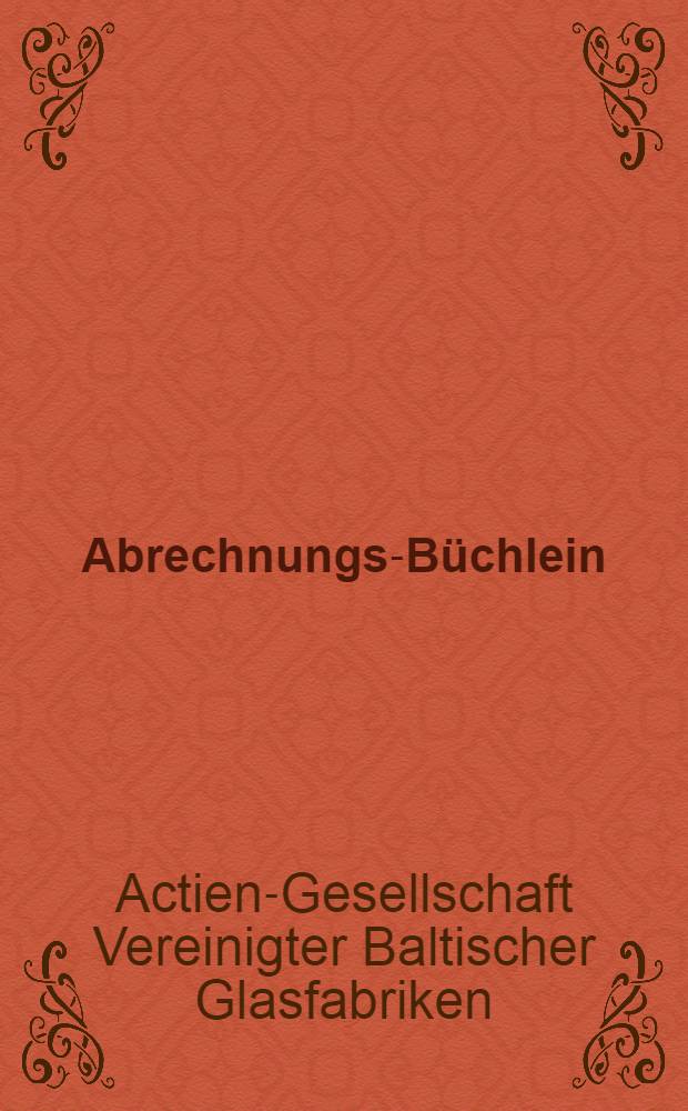 Abrechnungs-Büchlein