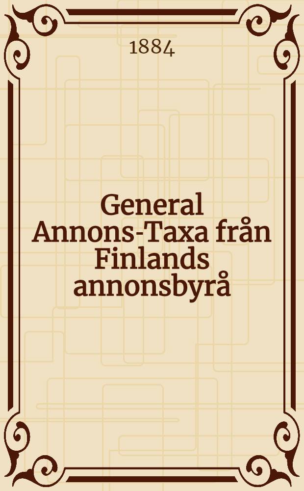 General Annons-Taxa från Finlands annonsbyrå