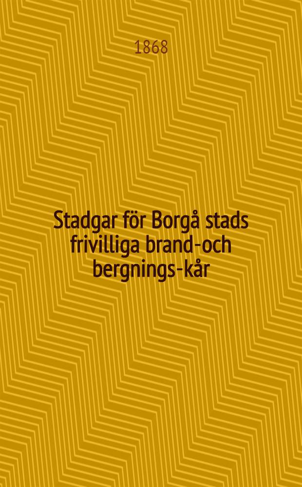 Stadgar för Borgå stads frivilliga brand-och bergnings-kår