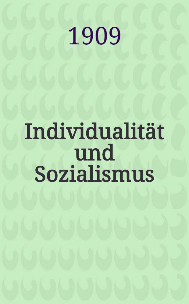 Individualität und Sozialismus