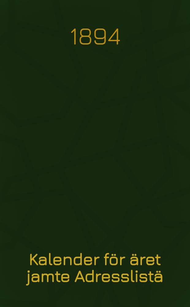 Kalender för äret jamte Adresslistä