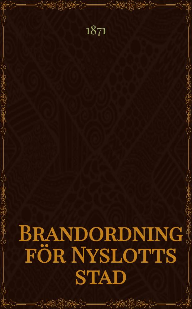 Brandordning för Nyslotts stad