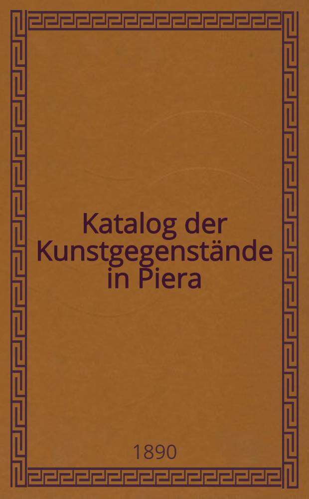 Katalog der Kunstgegenst&auml;nde in Piera