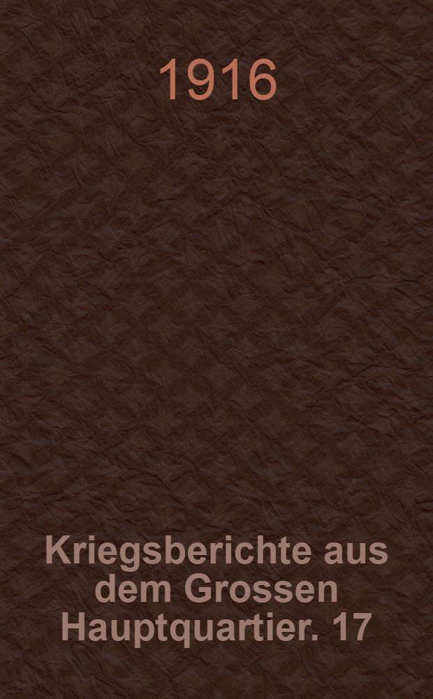 Kriegsberichte aus dem Grossen Hauptquartier. 17 : Die Frühlingskämpfe