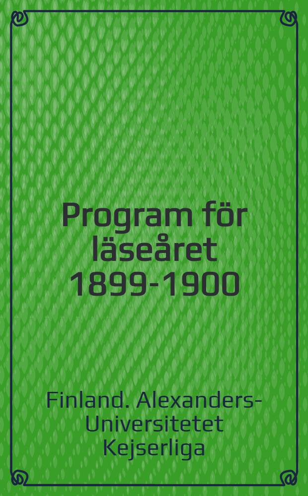 Program för läseåret 1899-1900