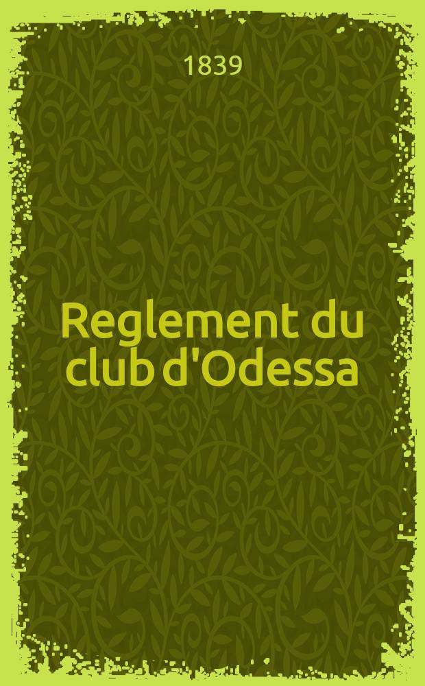 Reglement du club d'Odessa