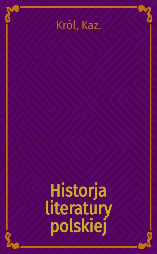 Historja literatury polskiej