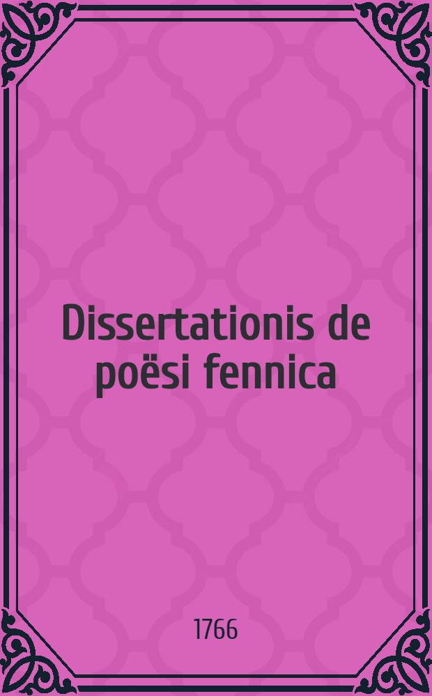 Dissertationis de poësi fennica