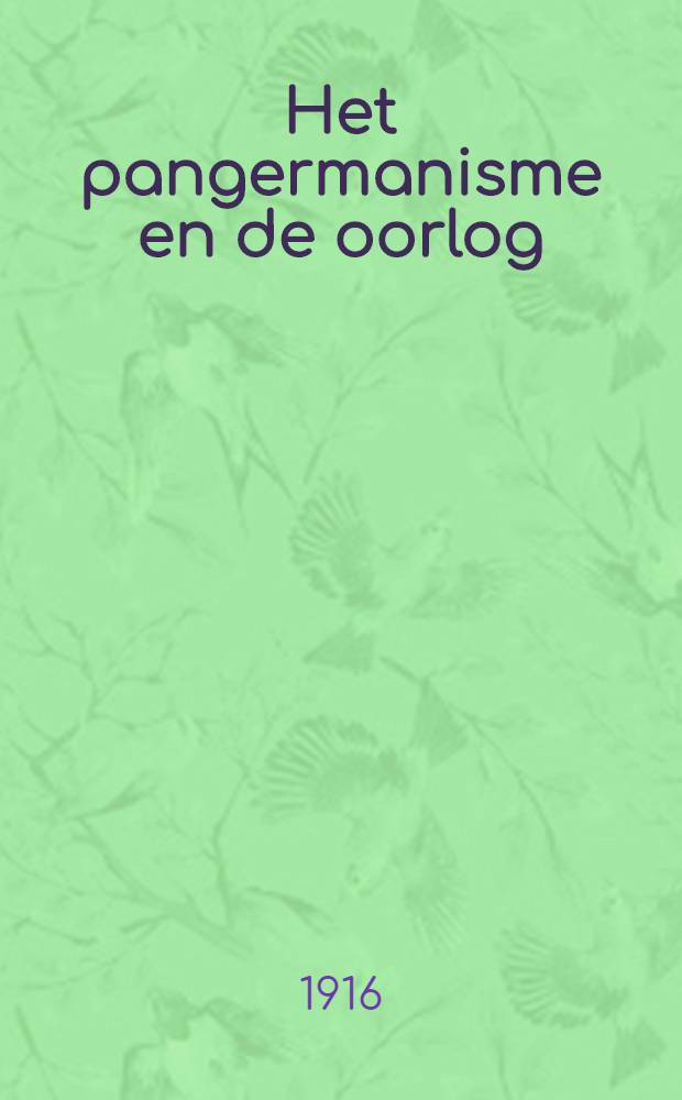 Het pangermanisme en de oorlog