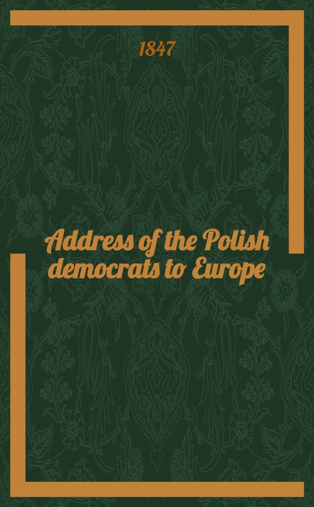 Address of the Polish democrats to Europe