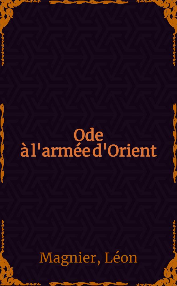 Ode à l'armée d'Orient