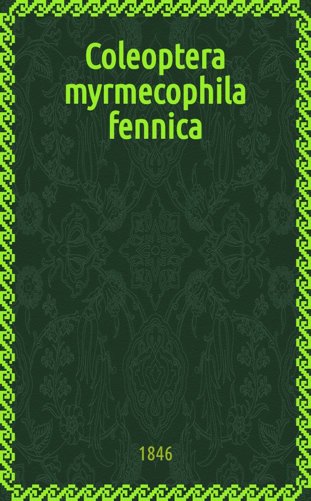 Coleoptera myrmecophila fennica