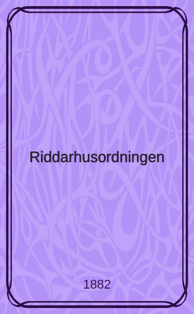 Riddarhusordningen