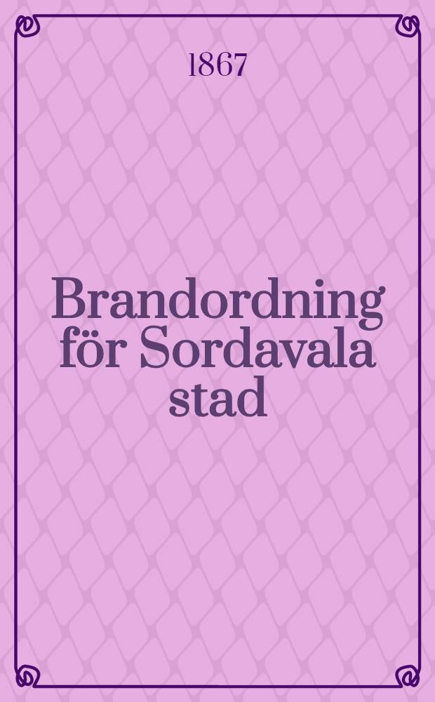 Brandordning för Sordavala stad