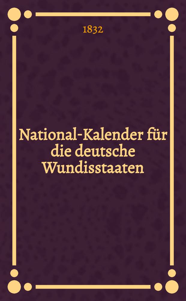 National-Kalender für die deutsche Wundisstaaten