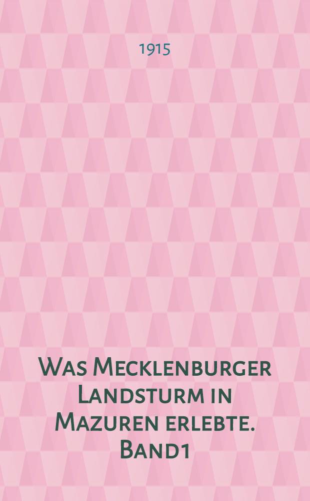 Was Mecklenburger Landsturm in Mazuren erlebte. Band 1