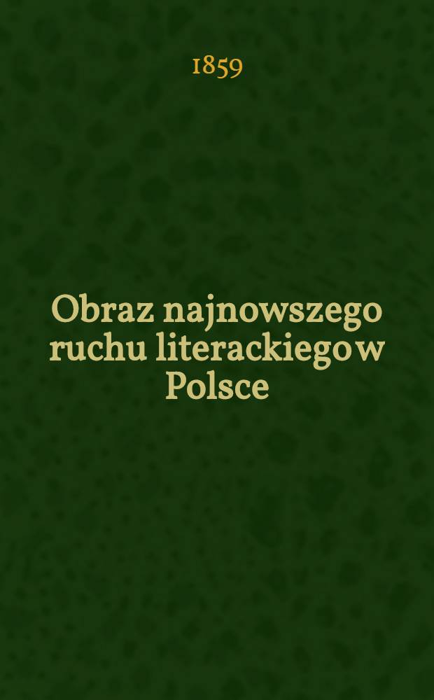 Obraz najnowszego ruchu literackiego w Polsce