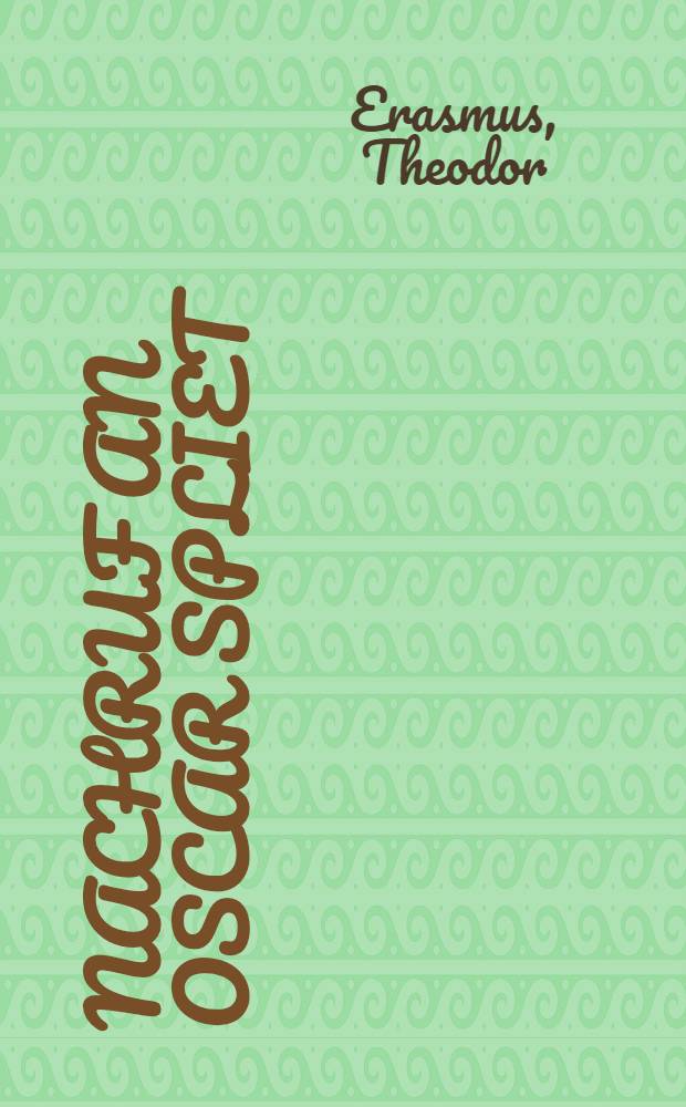 Nachruf an Oscar Spliet : Gesprochen an dessen Grabe am 26. März 1866 : Pièce de vers