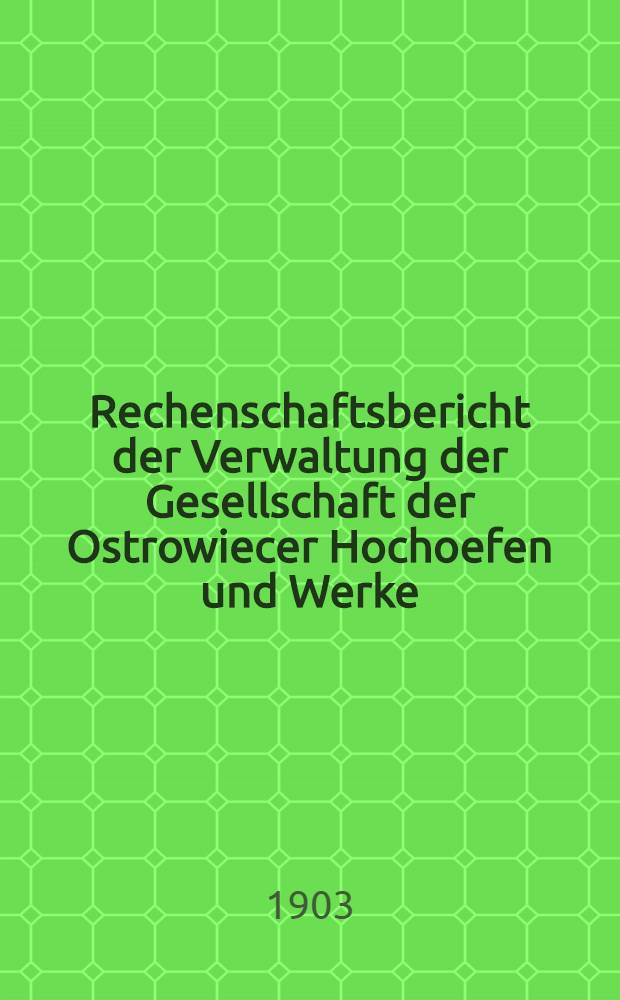Rechenschaftsbericht der Verwaltung der Gesellschaft der Ostrowiecer Hochoefen und Werke