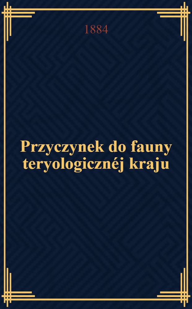 Przyczynek do fauny teryologicznéj kraju : Sminthus
