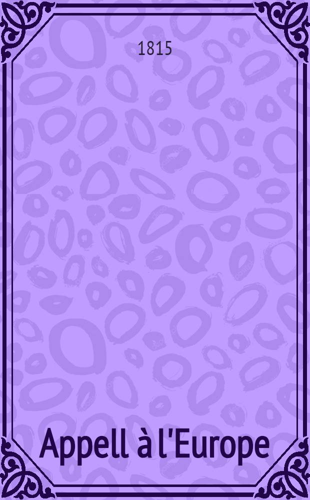 Appell à l'Europe