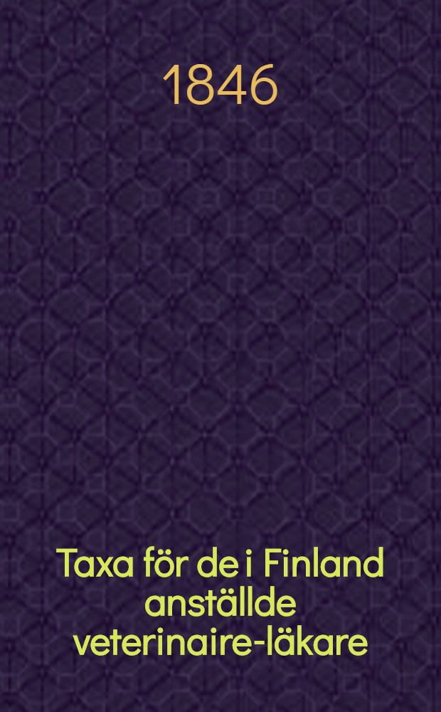 Taxa för de i Finland anställde veterinaire-läkare