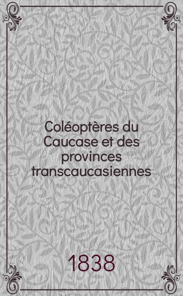 Col&eacute;opt&egrave;res du Caucase et des provinces transcaucasiennes