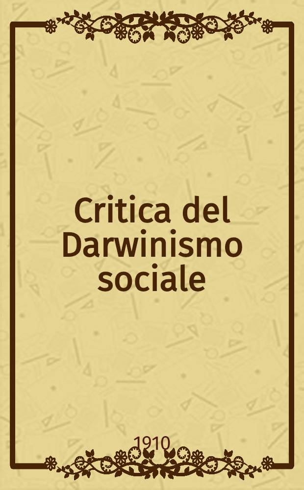 Critica del Darwinismo sociale