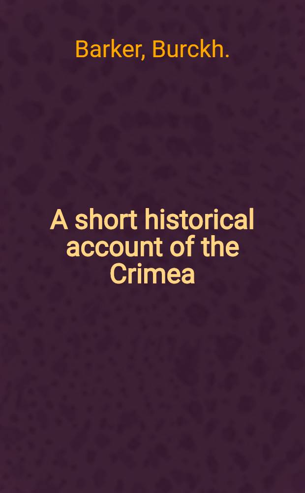 A short historical account of the Crimea