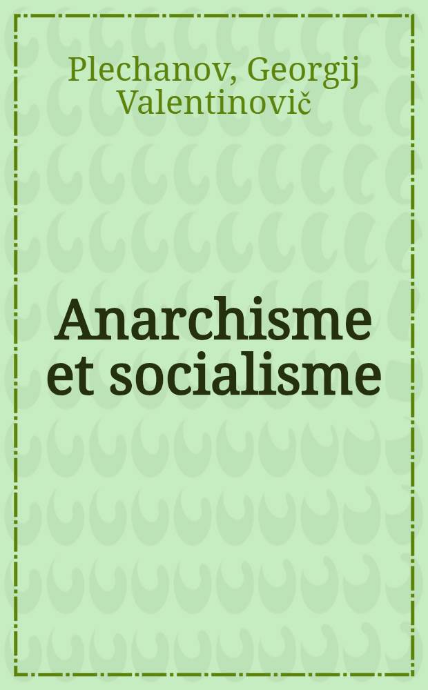 Anarchisme et socialisme