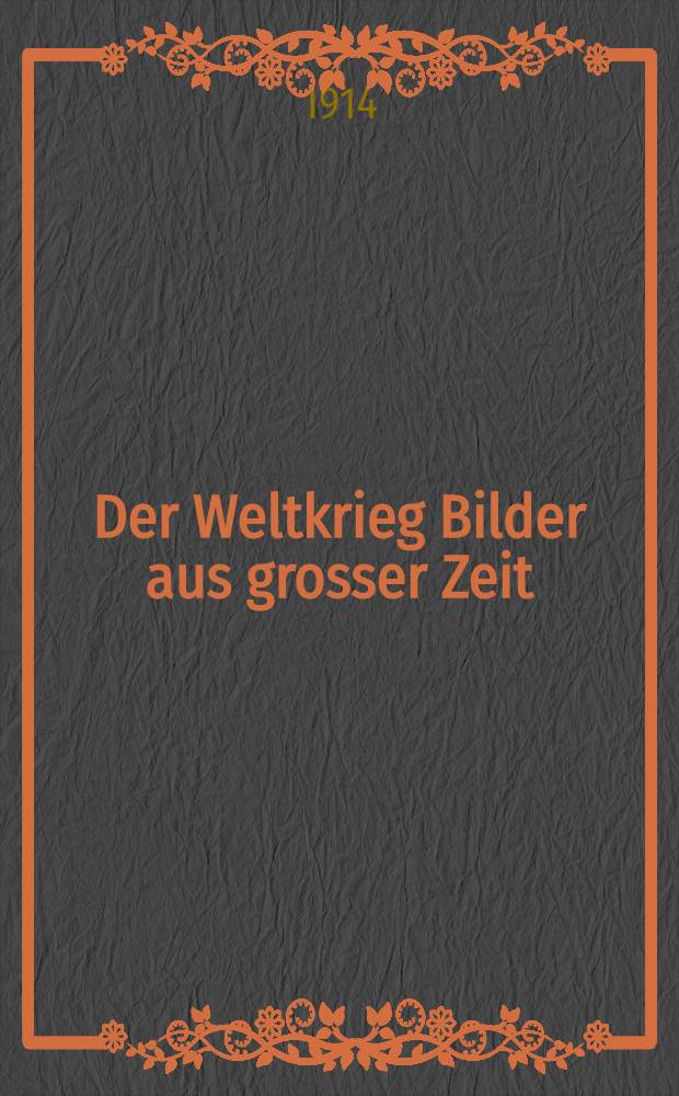 Der Weltkrieg Bilder aus grosser Zeit