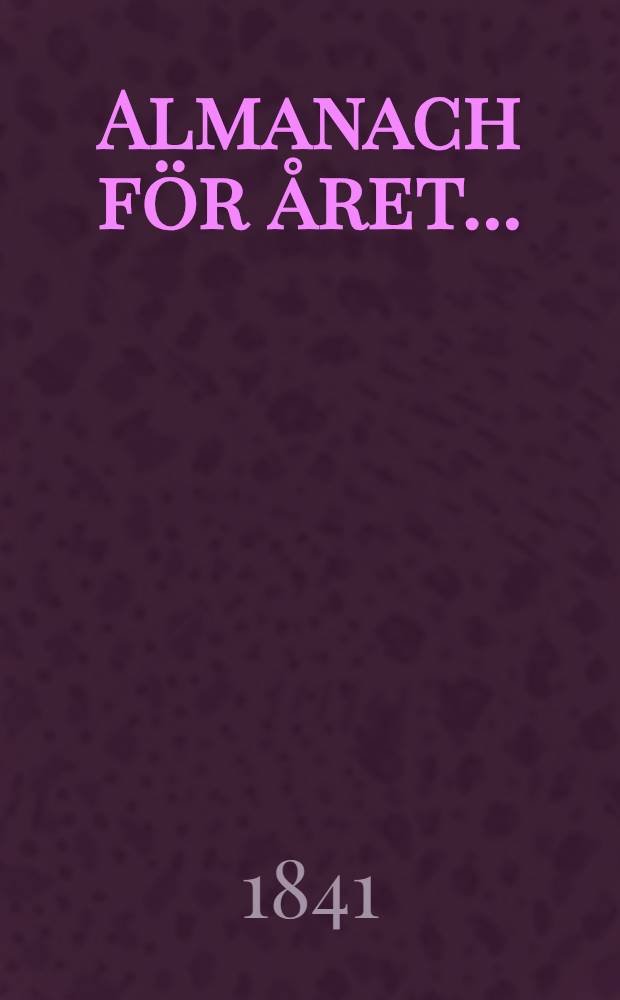Almanach f&ouml;r &aring;ret ..