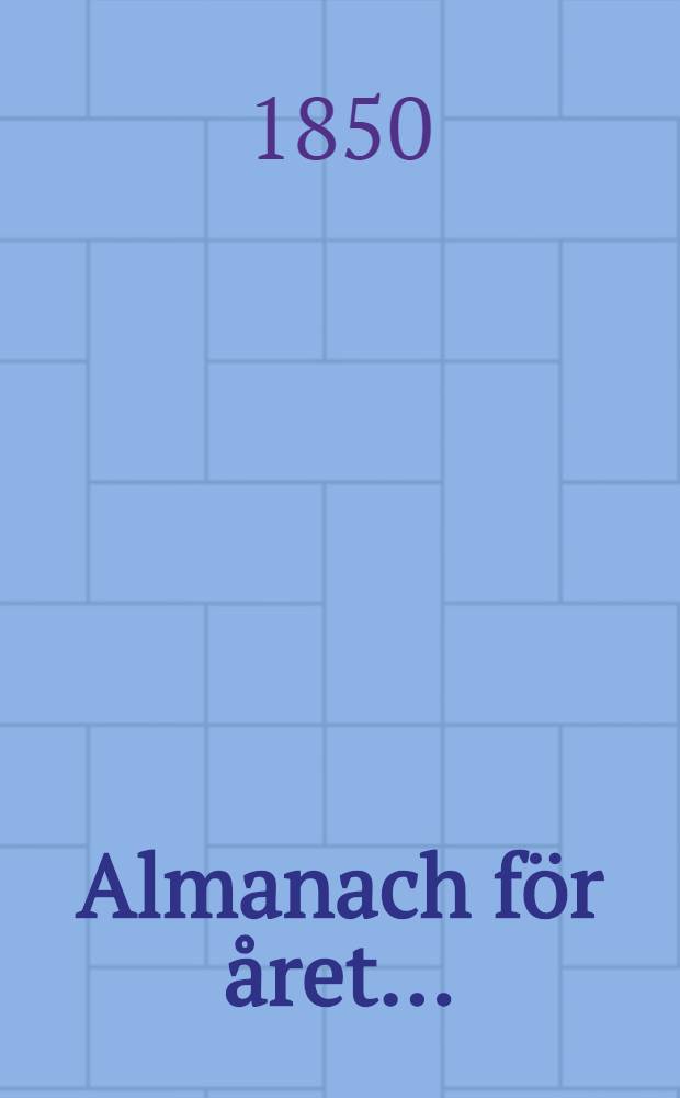 Almanach för året ..