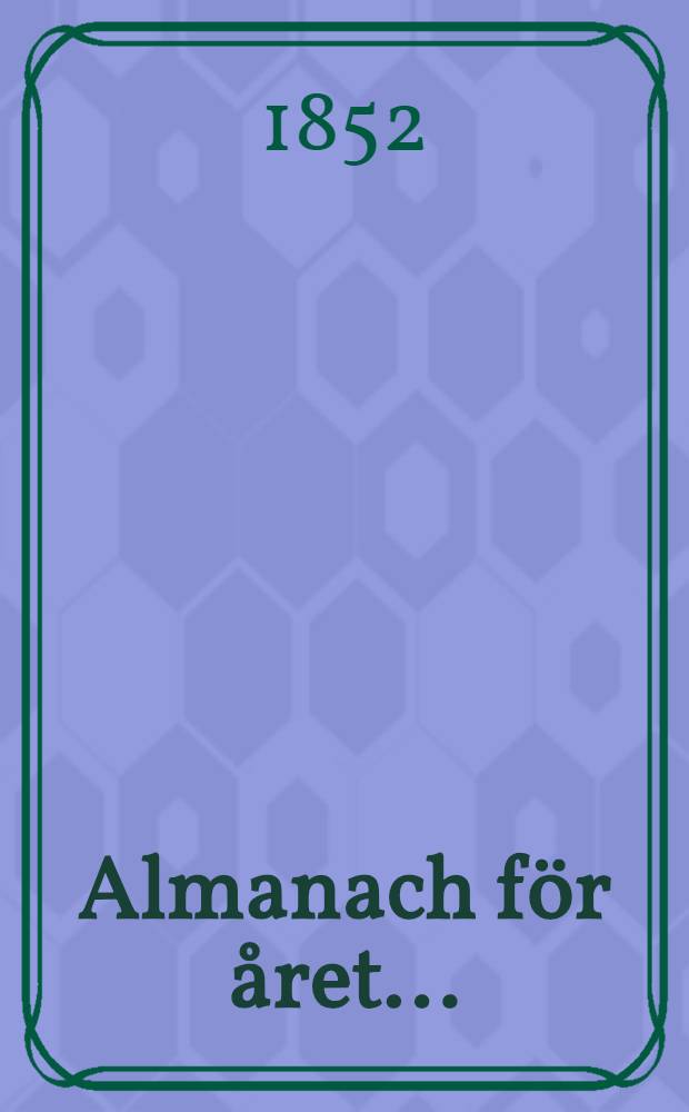 Almanach för året ..