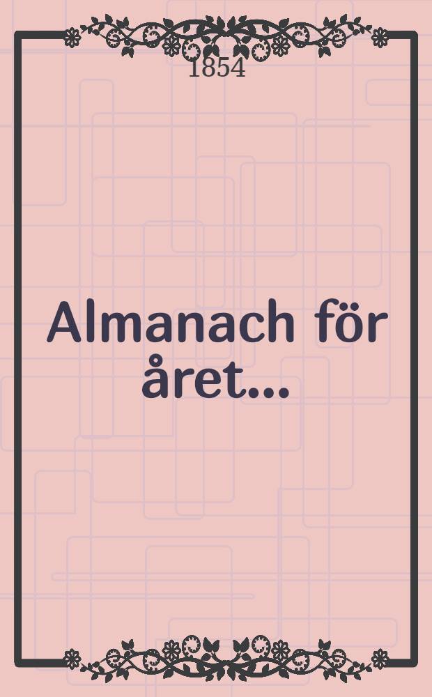 Almanach för året ..