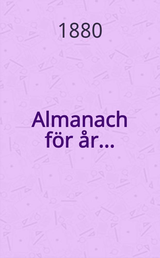 Almanach för år..
