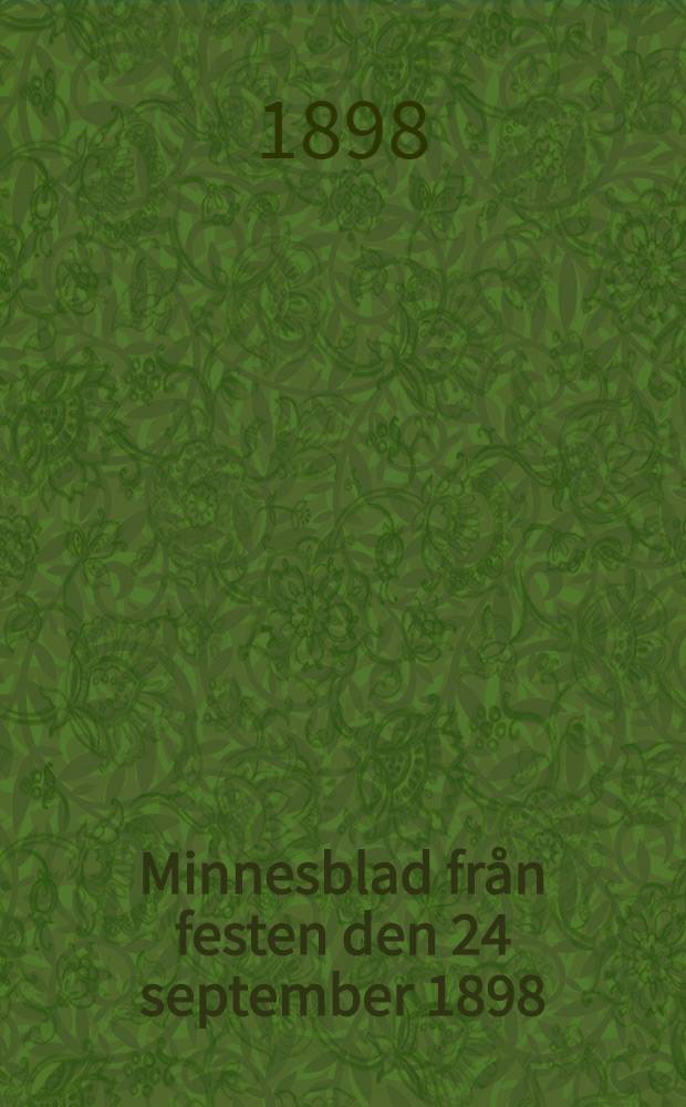 Minnesblad från festen den 24 september 1898