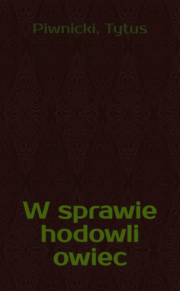 W sprawie hodowli owiec